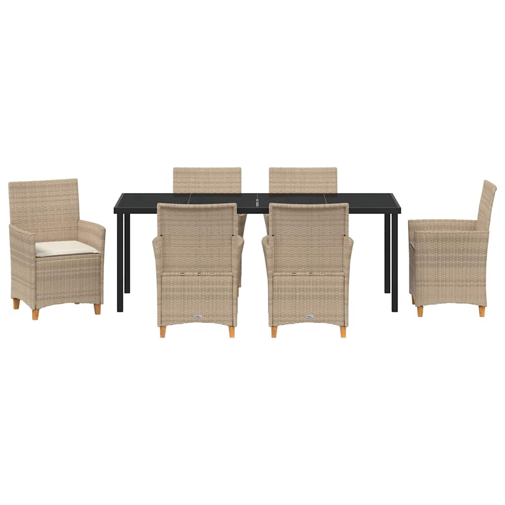 Tuin eettafelset 7 pcs Beige poly rattan – afbeelding 7