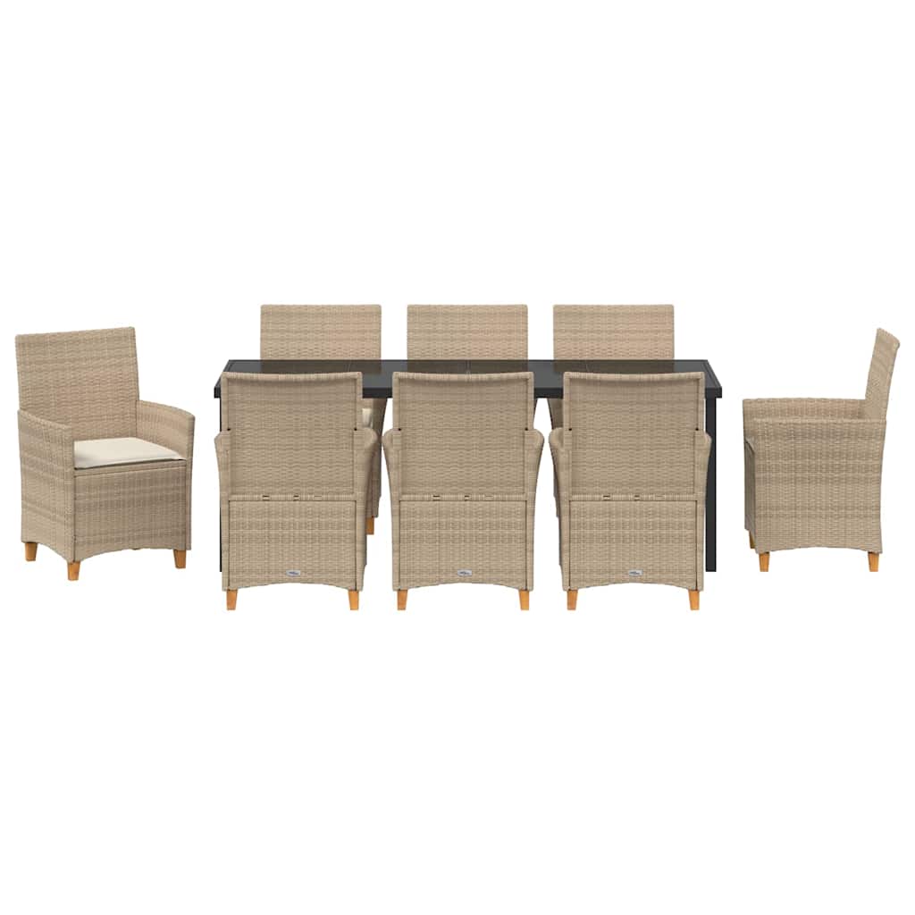 Tuin eettafelset 9 pcs Beige poly rattan – afbeelding 7