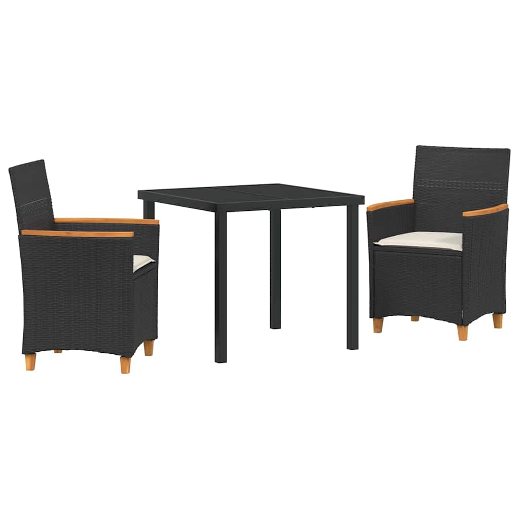 Tuin eettafelset 3 pcs Zwart poly rattan – afbeelding 2
