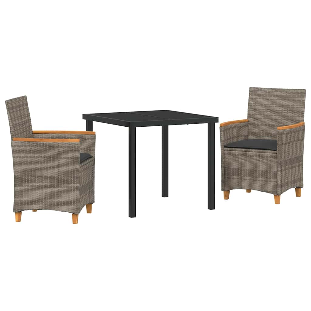 Tuin eettafelset 3 pcs Grijs poly rattan – afbeelding 2
