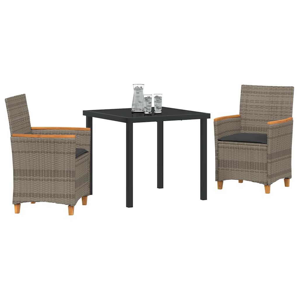 Tuin eettafelset 3 pcs Grijs poly rattan – afbeelding 3