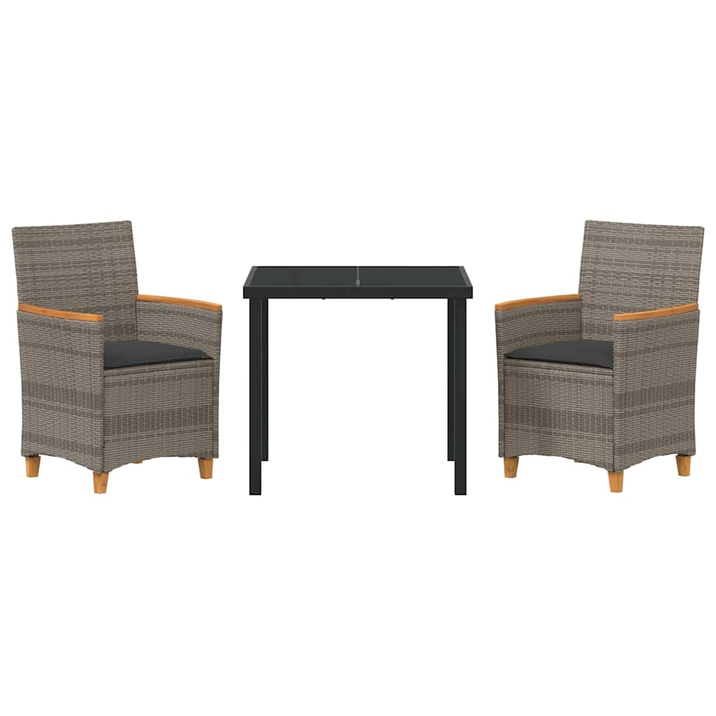 Tuin eettafelset 3 pcs Grijs poly rattan – afbeelding 7