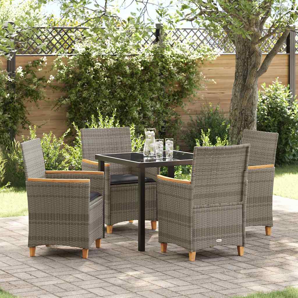 Tuin eettafelset 5 pcs Grijs poly rattan – afbeelding 1