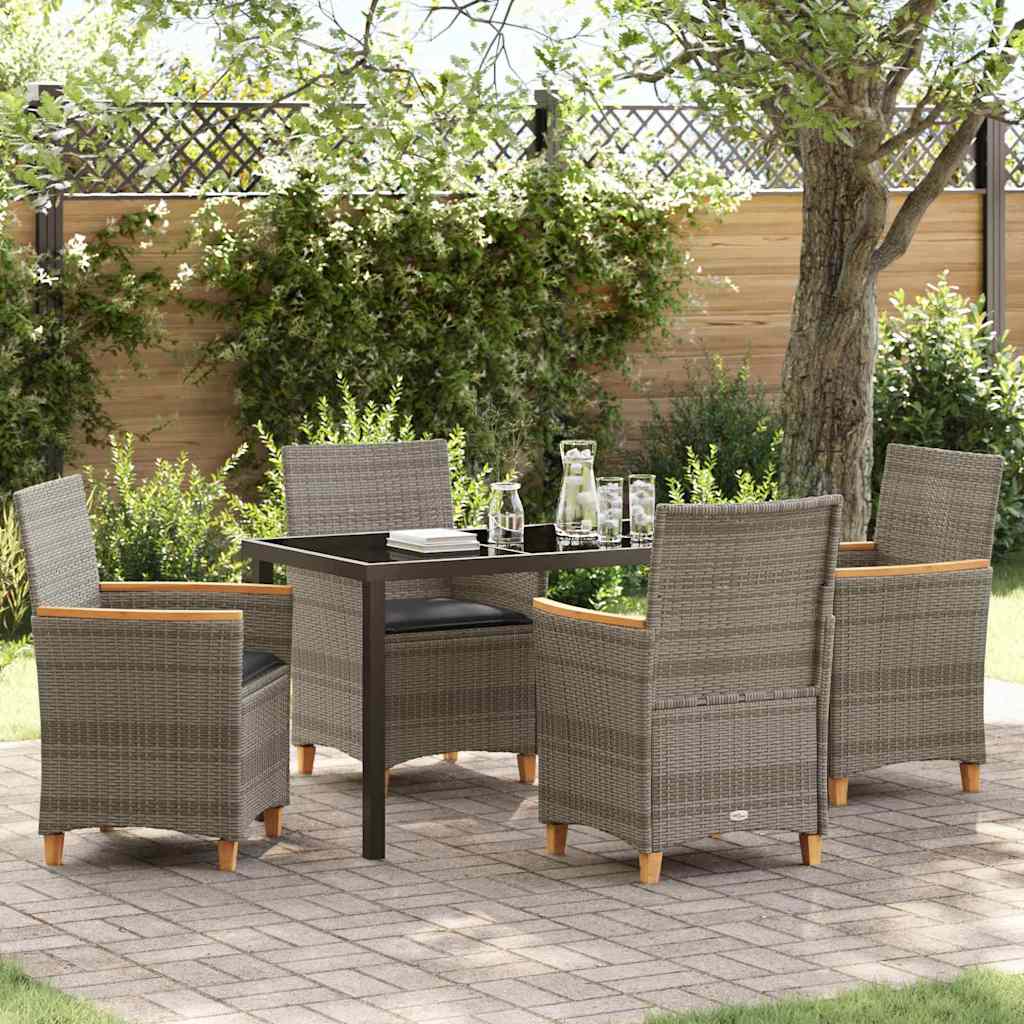 Tuin eettafelset 5 pcs Grijs poly rattan – afbeelding 1