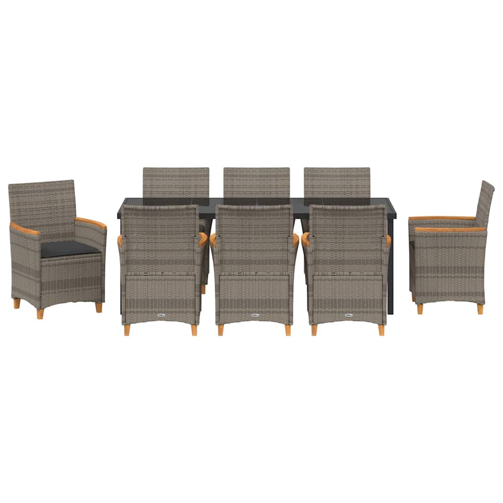 Tuin eettafelset 9 pcs Grijs poly rattan – afbeelding 7