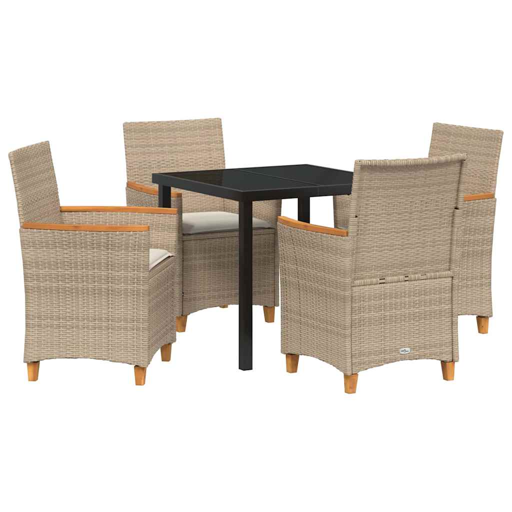 Tuin eettafelset 5 pcs Beige poly rattan – afbeelding 2