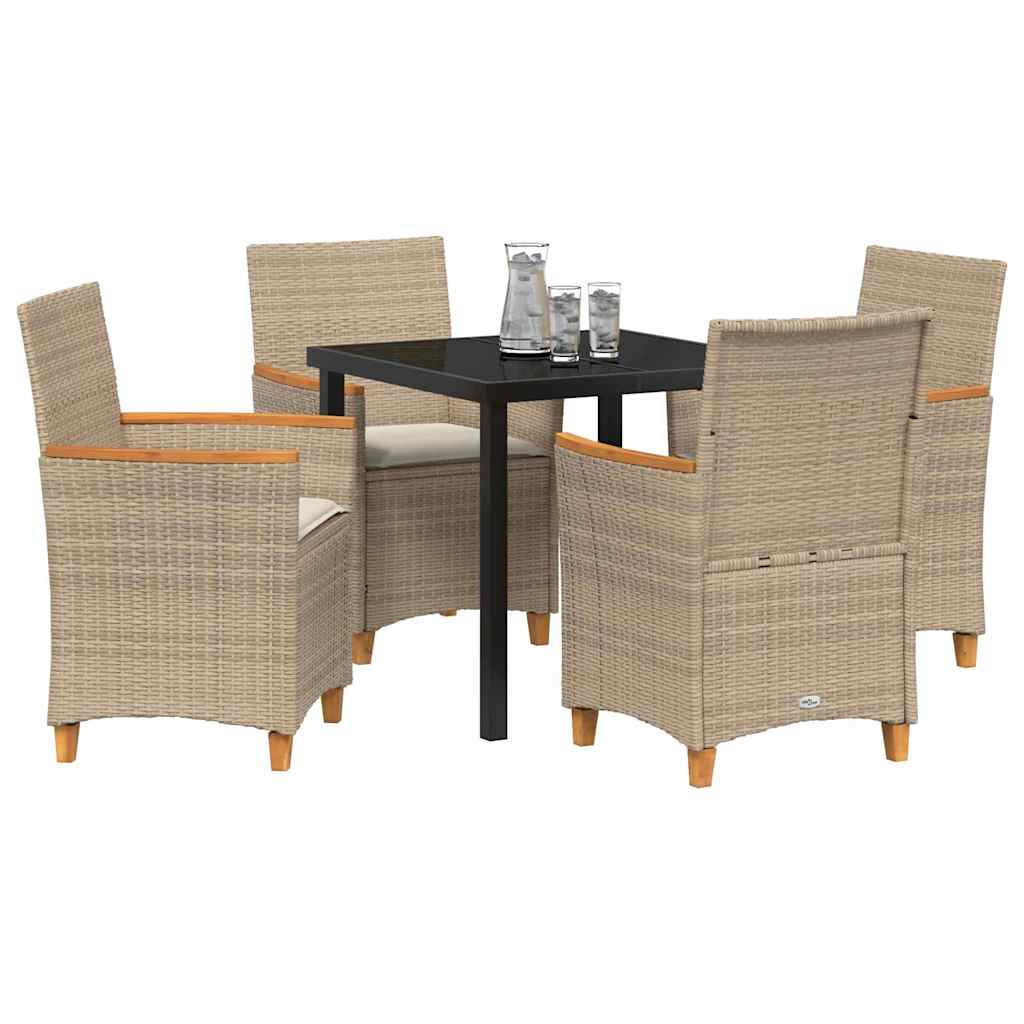 Tuin eettafelset 5 pcs Beige poly rattan – afbeelding 3