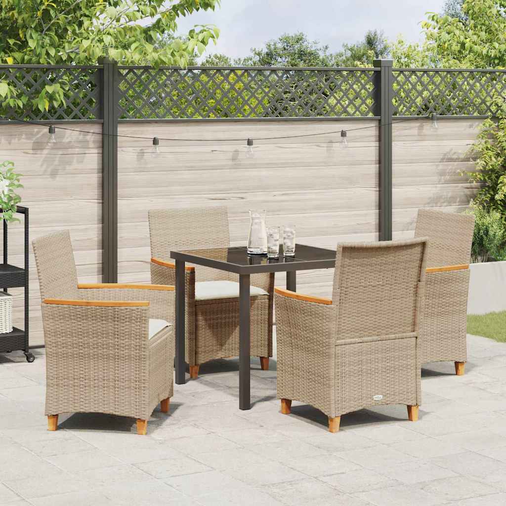Tuin eettafelset 5 pcs Beige poly rattan – afbeelding 4