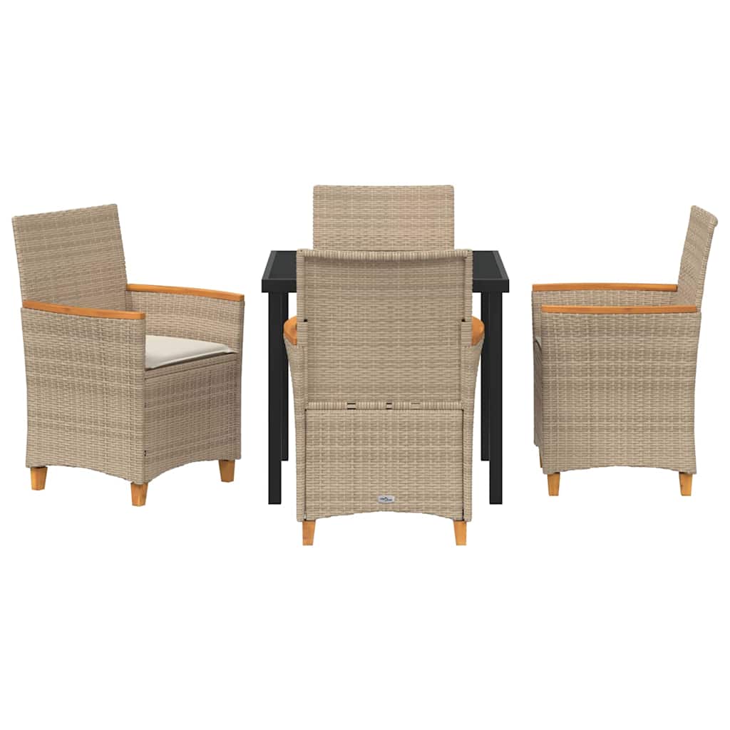 Tuin eettafelset 5 pcs Beige poly rattan – afbeelding 7