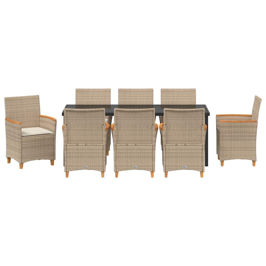 Tuin eettafelset 9 pcs Beige poly rattan – afbeelding 7