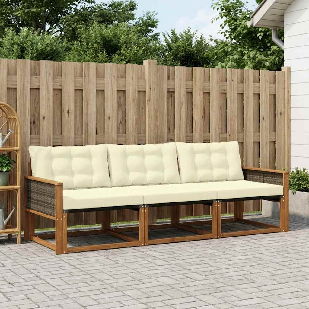 Buiten bankenset met kussen 3 pcs Natuurlijk en Crème