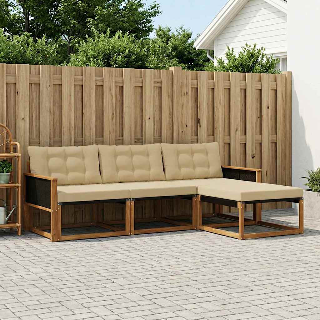 Buiten bankenset met kussen 4 pcs Natuurlijk en Beige – afbeelding 1