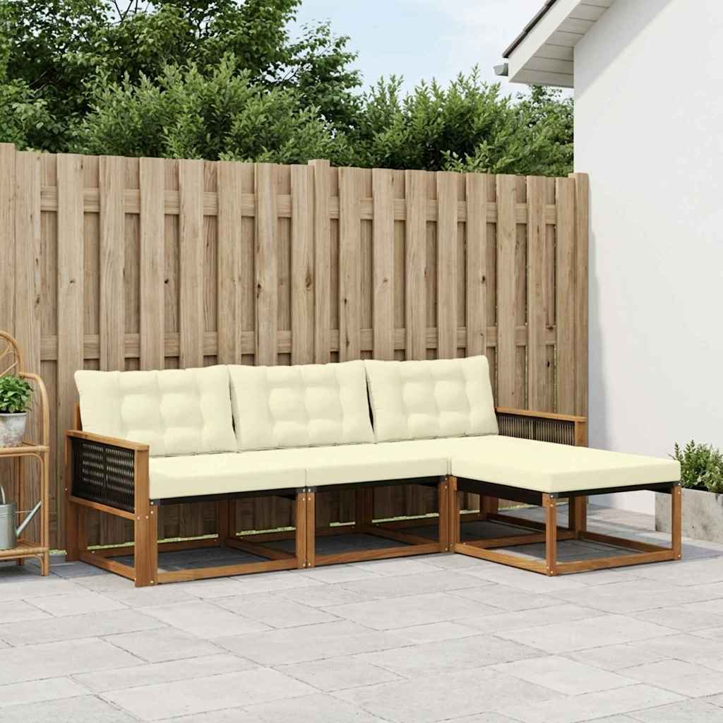 Buiten bankenset met kussen 4 pcs Natuurlijk en Crème