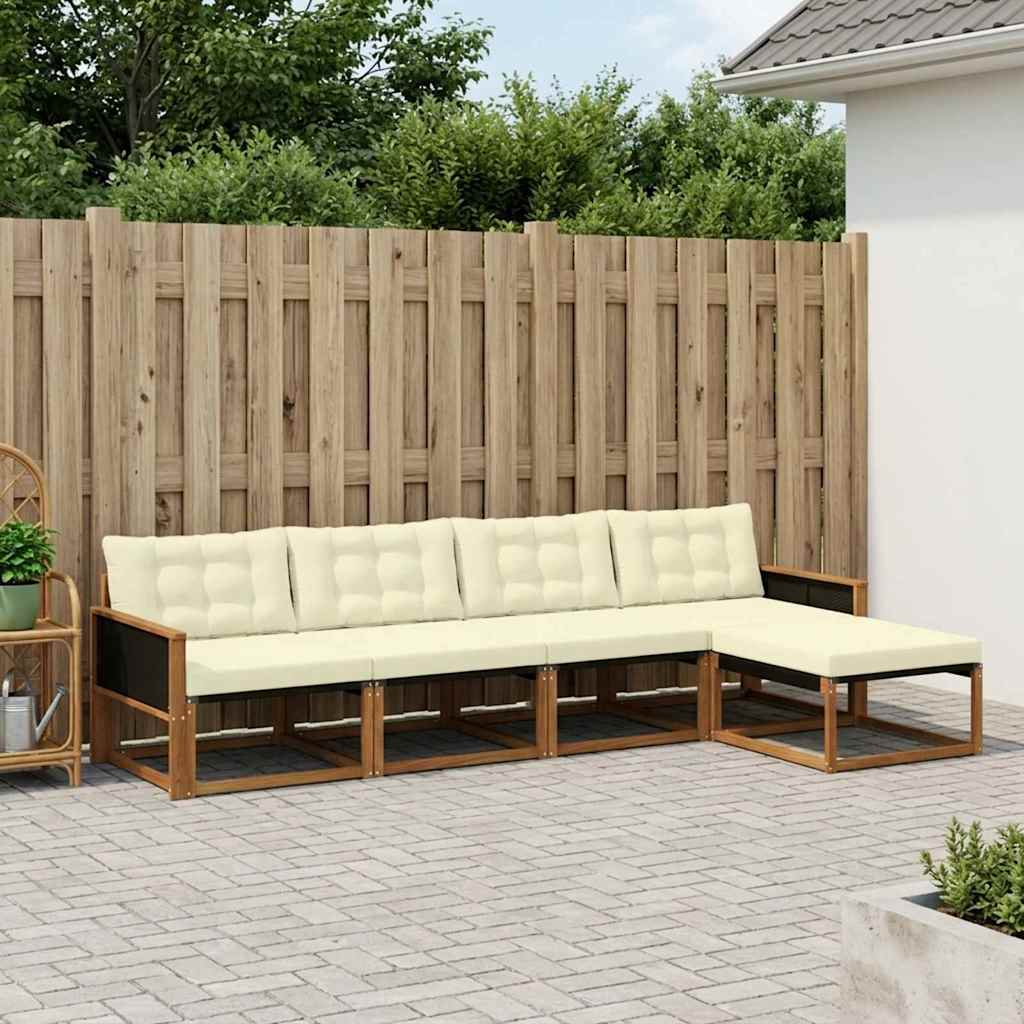 Buiten bankenset met kussen 5 pcs Natuurlijk en Crème – afbeelding 1
