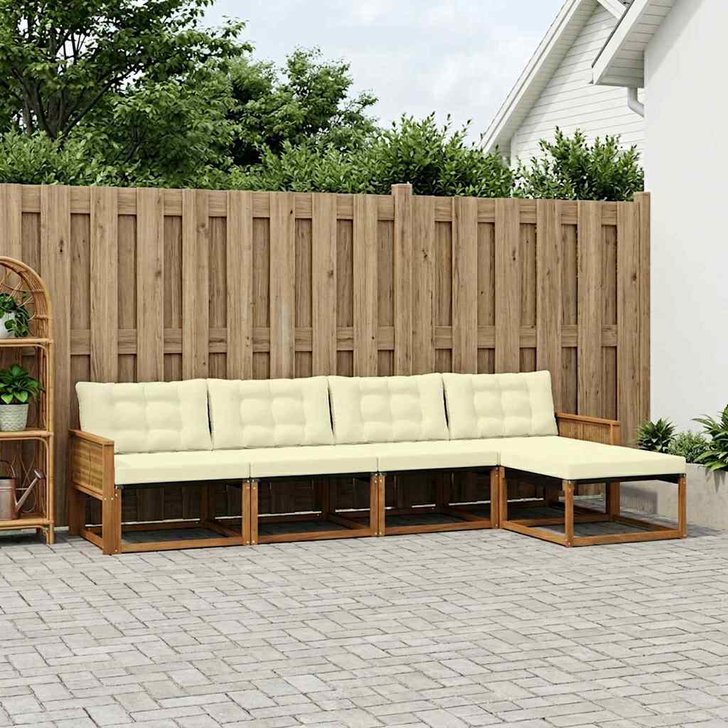 Buiten bankenset met kussen 5 pcs Natuurlijk en Crème – afbeelding 1