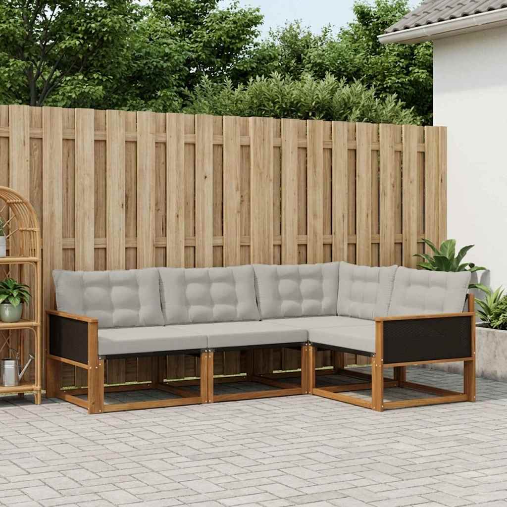Buiten bankenset met kussen 4 pcs Naturel en lichtgrijs – afbeelding 1