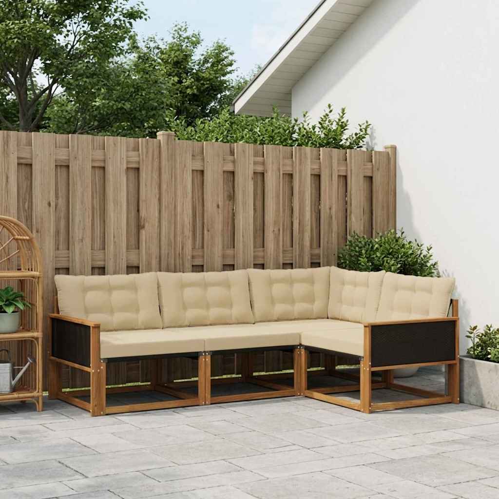 Buiten bankenset met kussen 4 pcs Natuurlijk en Beige – afbeelding 1