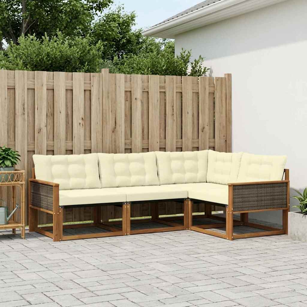Buiten bankenset met kussen 4 pcs Natuurlijk en Crème