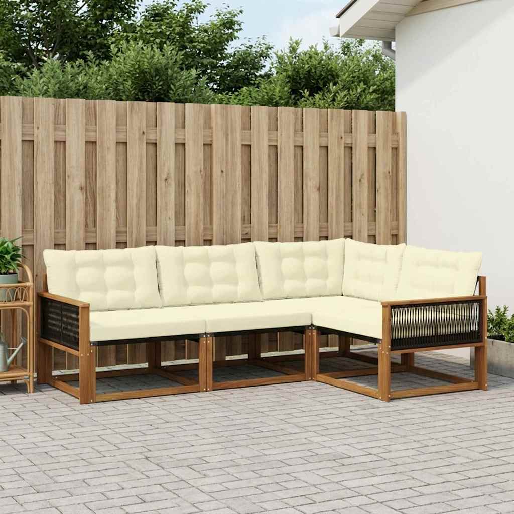 Buiten bankenset met kussen 4 pcs Natuurlijk en Crème – afbeelding 1