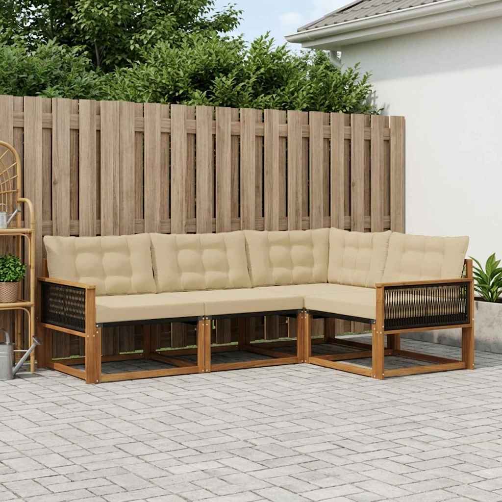 Buiten bankenset met kussen 4 pcs Natuurlijk en Beige