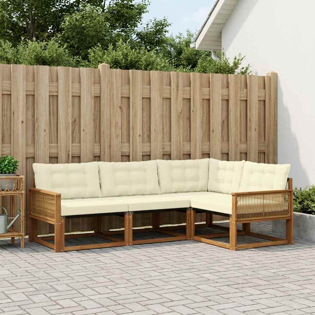 Buiten bankenset met kussen 4 pcs Natuurlijk en Crème