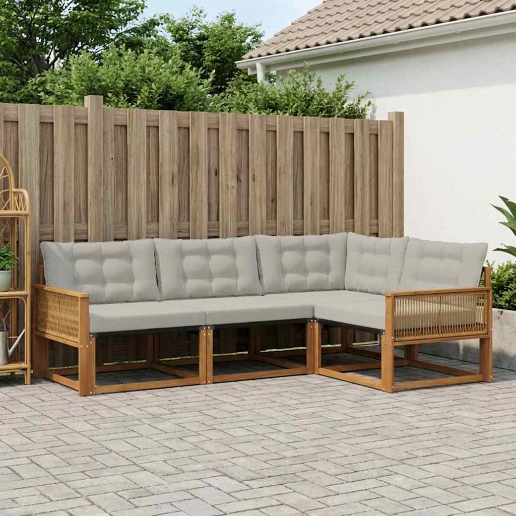 Buiten bankenset met kussen 4 pcs Naturel en lichtgrijs – afbeelding 1