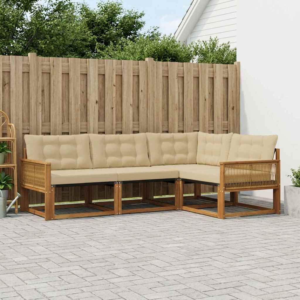Buiten bankenset met kussen 4 pcs Natuurlijk en Beige – afbeelding 1