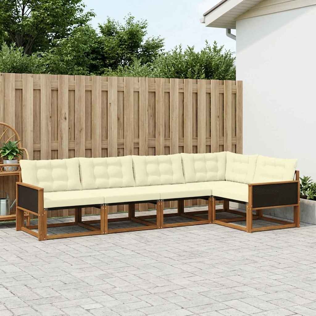 Buiten bankenset met kussen 5 pcs Natuurlijk en Crème