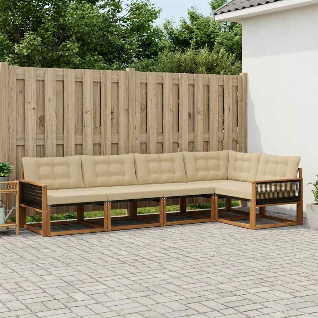 Buiten bankenset met kussen 5 pcs Natuurlijk en Beige – afbeelding 1
