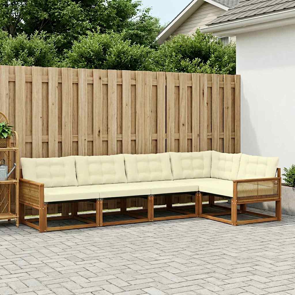 Buiten bankenset met kussen 5 pcs Natuurlijk en Crème – afbeelding 1