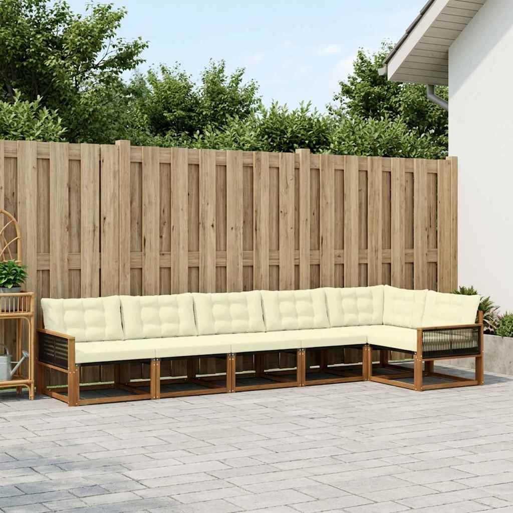 Buiten bankenset met kussen 6 pcs Natuurlijk en Crème