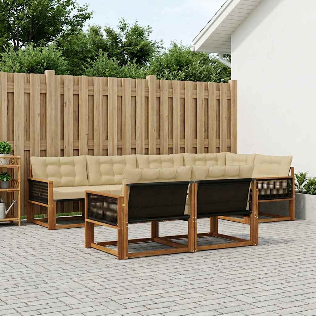 Buiten bankenset met kussen 7 pcs Natuurlijk en Beige – afbeelding 1