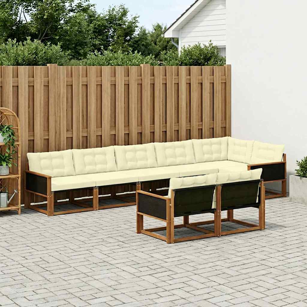 Buiten bankenset met kussen 8 pcs Natuurlijk en Crème