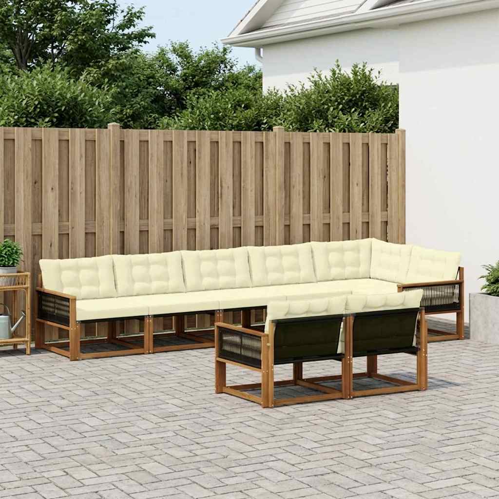 Buiten bankenset met kussen 8 pcs Natuurlijk en Crème – afbeelding 1