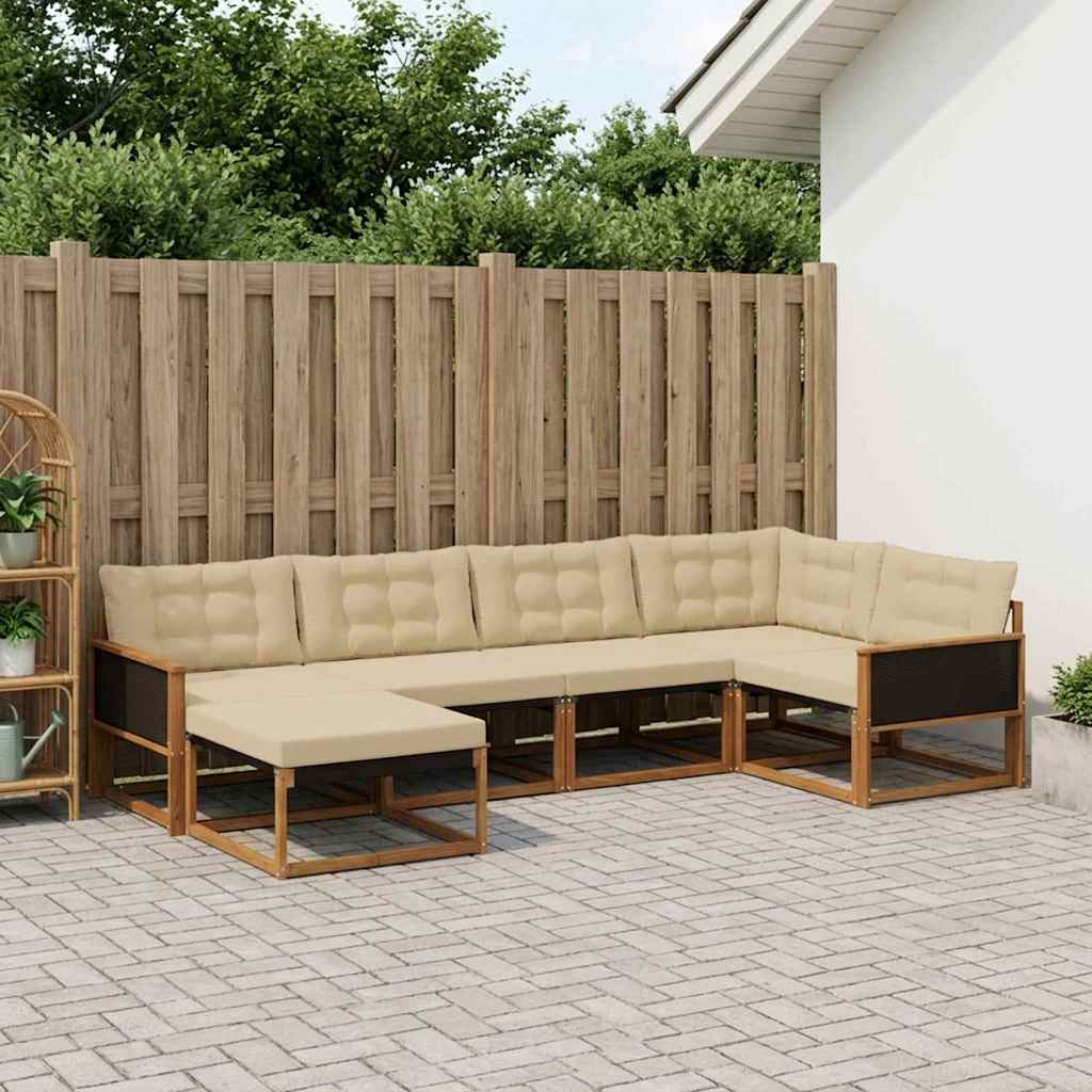 Buiten bankenset met kussen 6 pcs Natuurlijk en Beige – afbeelding 1