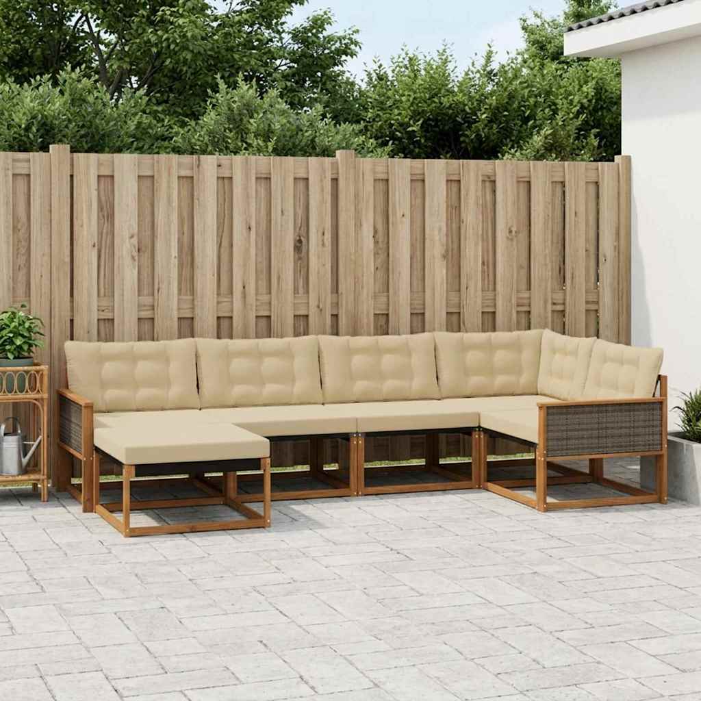 Buiten bankenset met kussen 6 pcs Natuurlijk en Beige