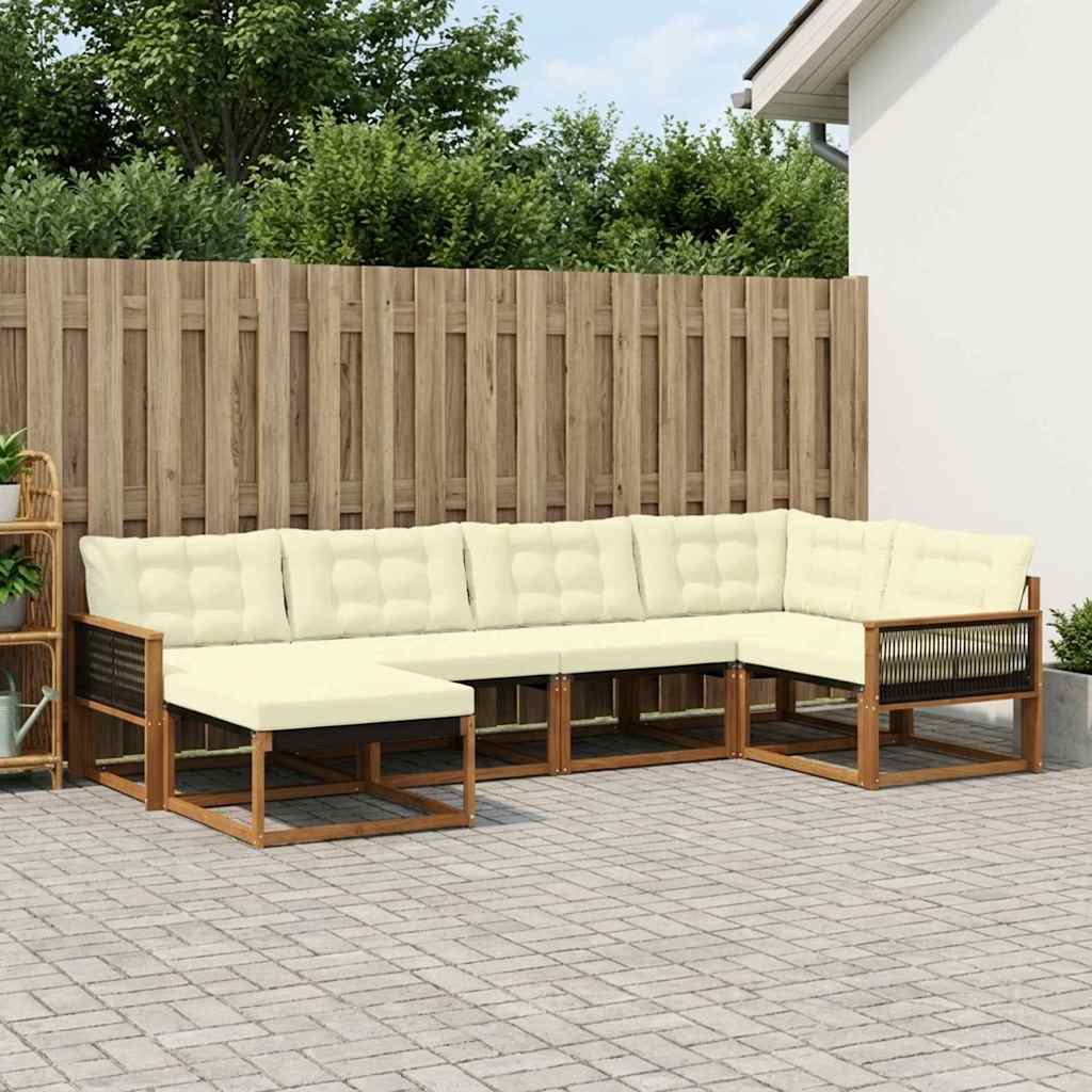 Buiten bankenset met kussen 6 pcs Natuurlijk en Crème