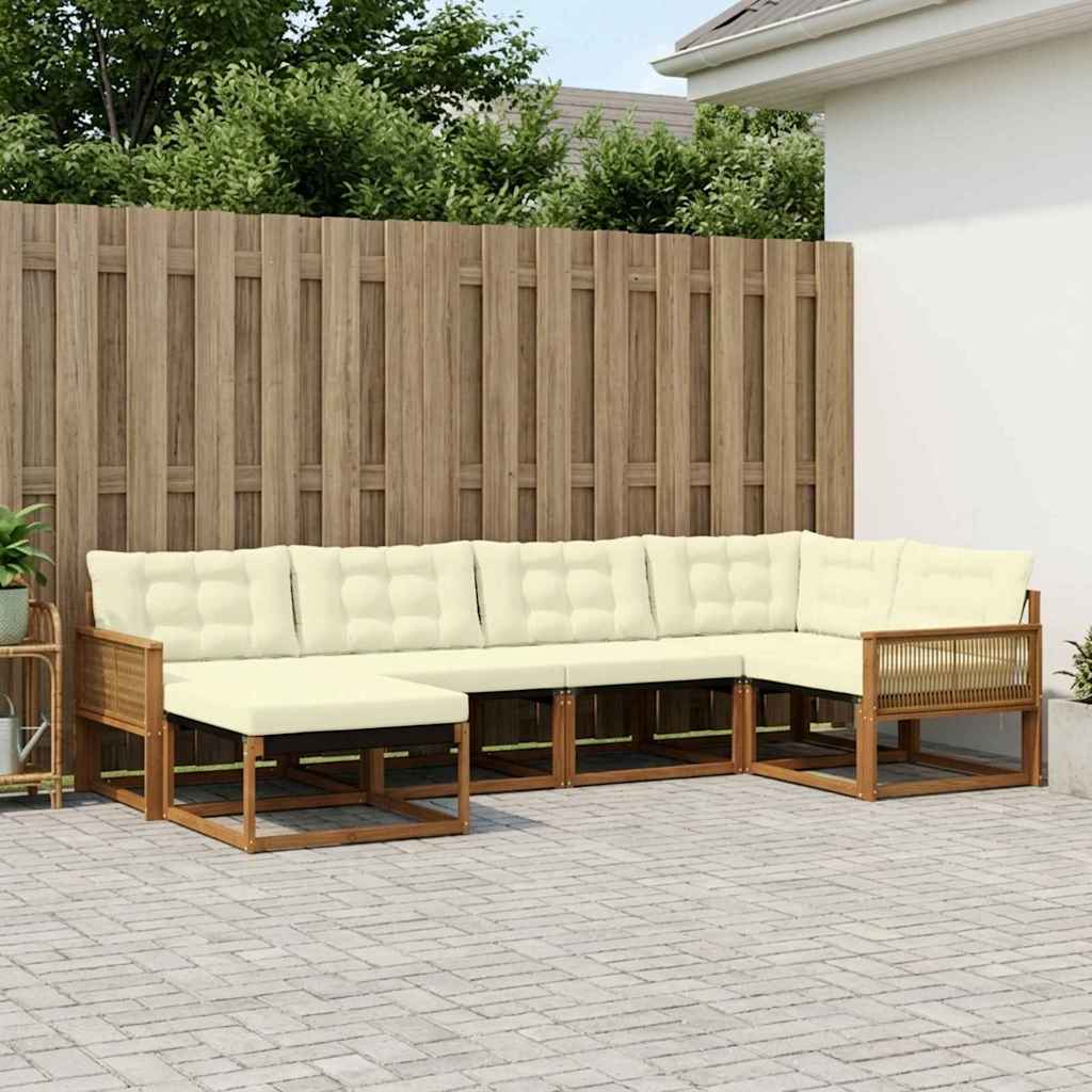 Buiten bankenset met kussen 6 pcs Natuurlijk en Crème