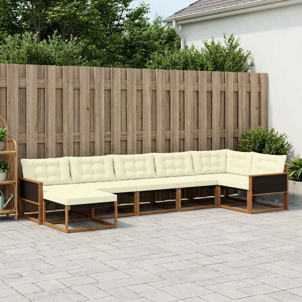 Buiten bankenset met kussen 7 pcs Natuurlijk en Crème – afbeelding 1
