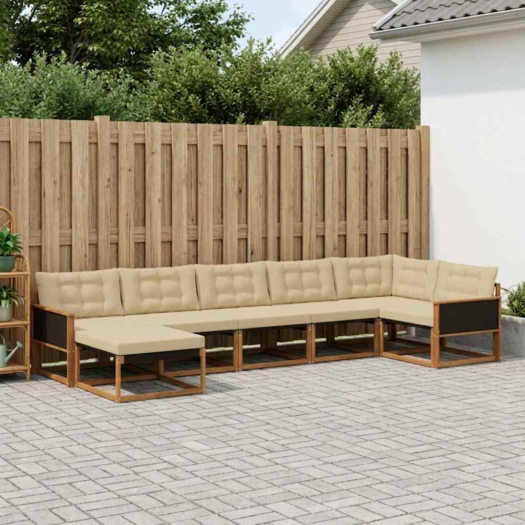 Buiten bankenset met kussen 7 pcs Natuurlijk en Beige