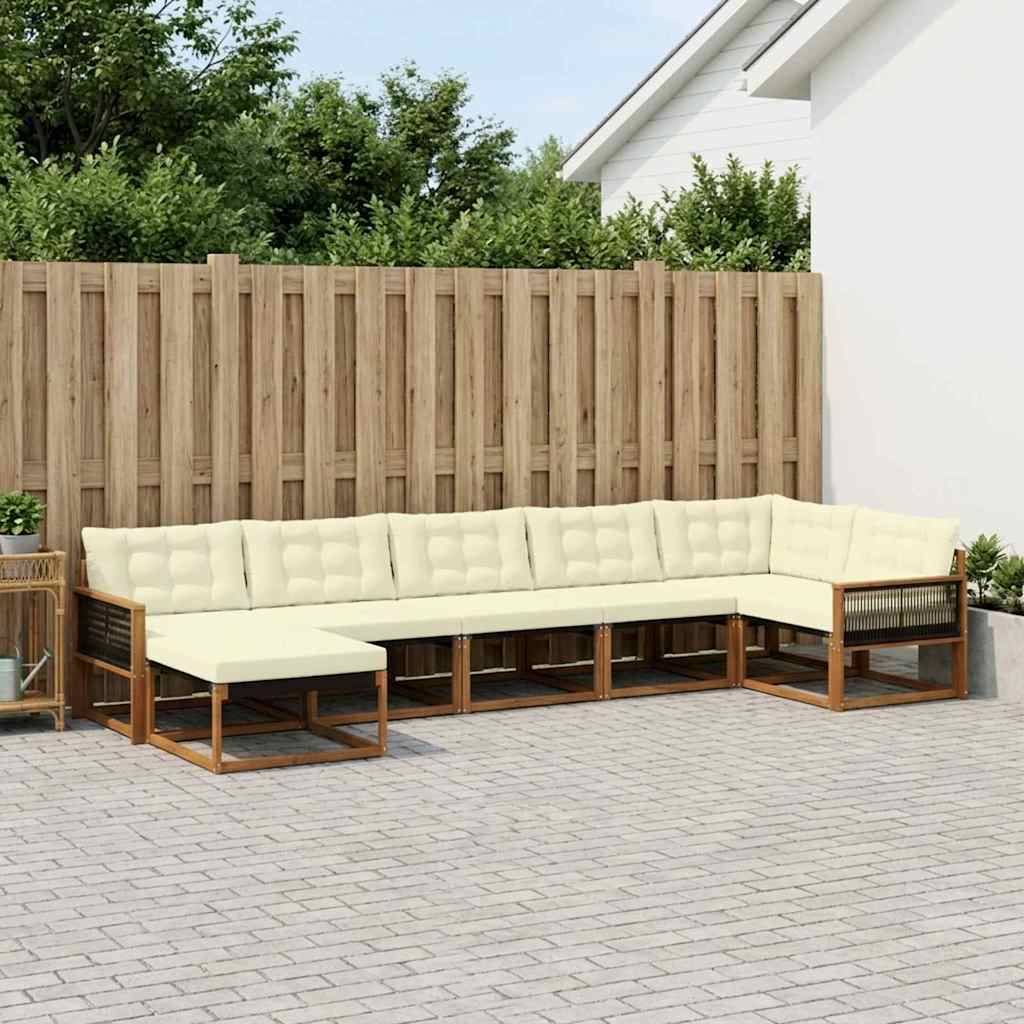 Buiten bankenset met kussen 7 pcs Natuurlijk en Crème