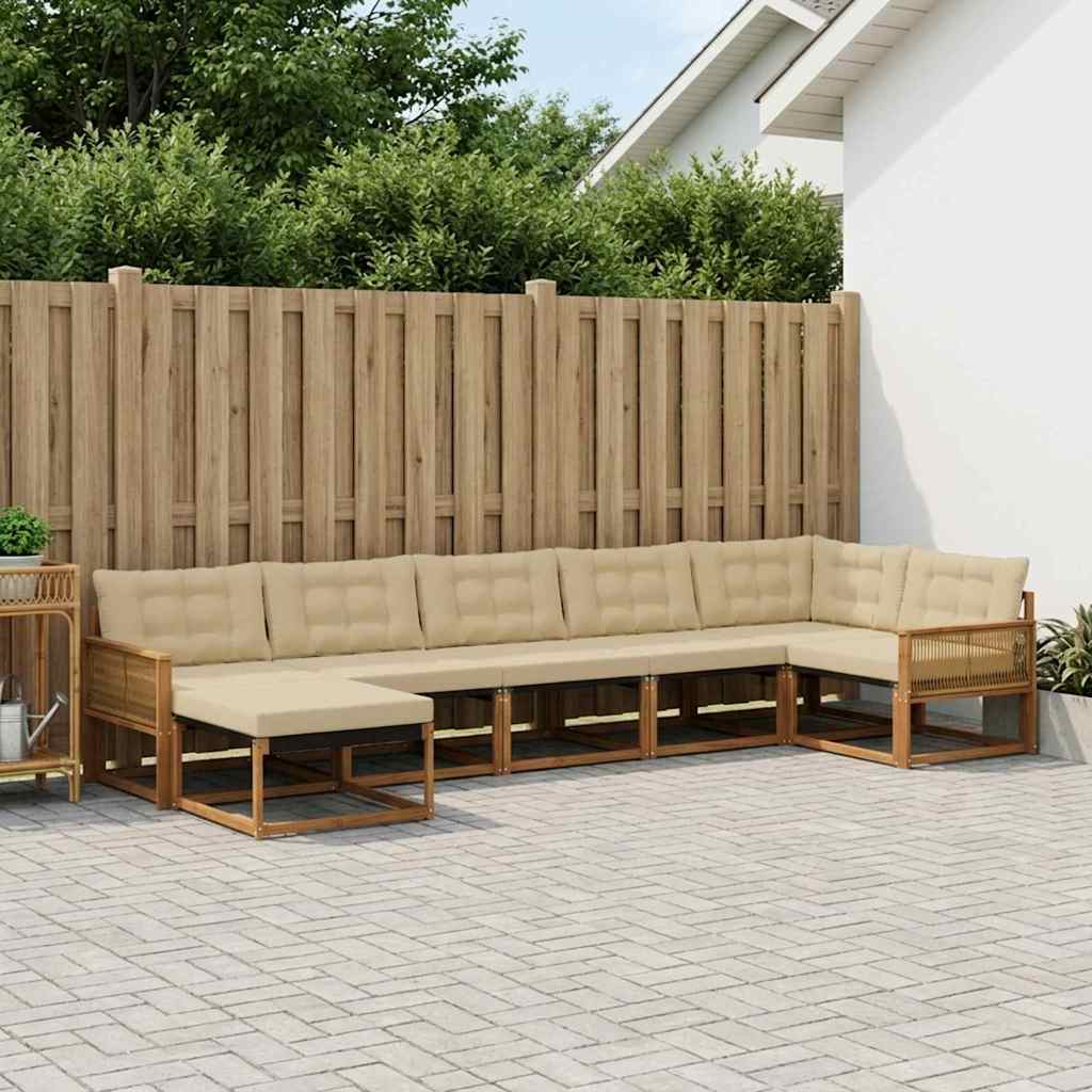 Buiten bankenset met kussen 7 pcs Natuurlijk en Beige – afbeelding 1