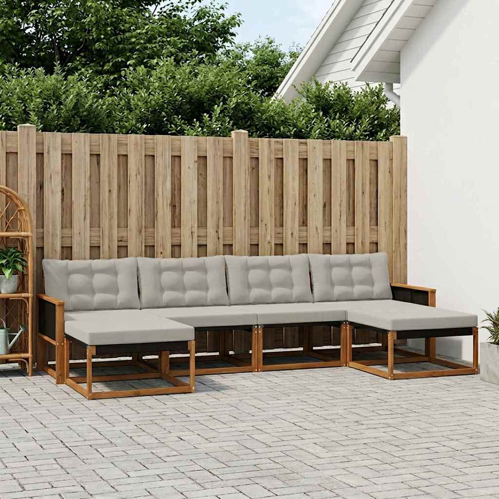 Buiten bankenset met kussen 6 pcs Naturel en lichtgrijs – afbeelding 1