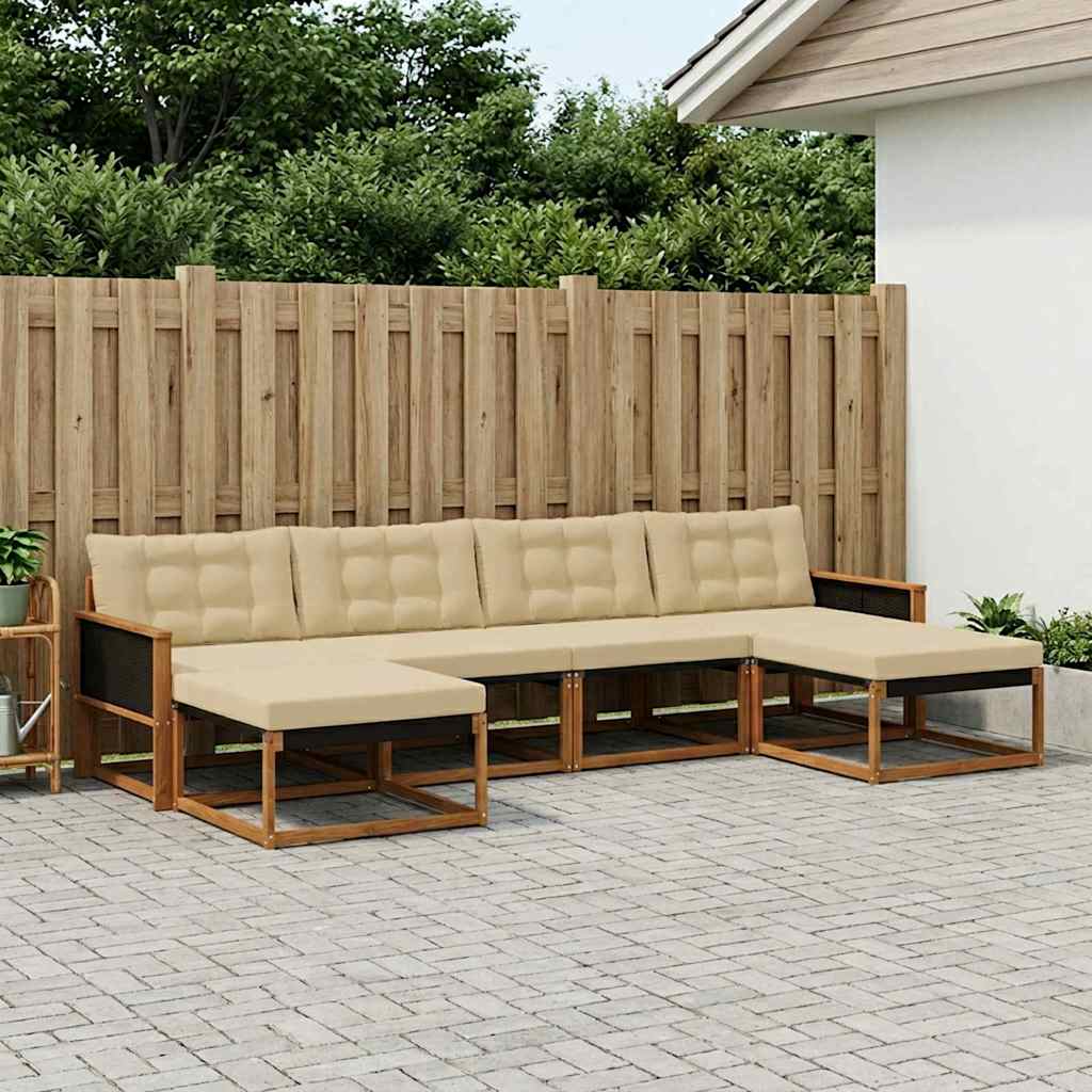 Buiten bankenset met kussen 6 pcs Natuurlijk en Beige – afbeelding 1