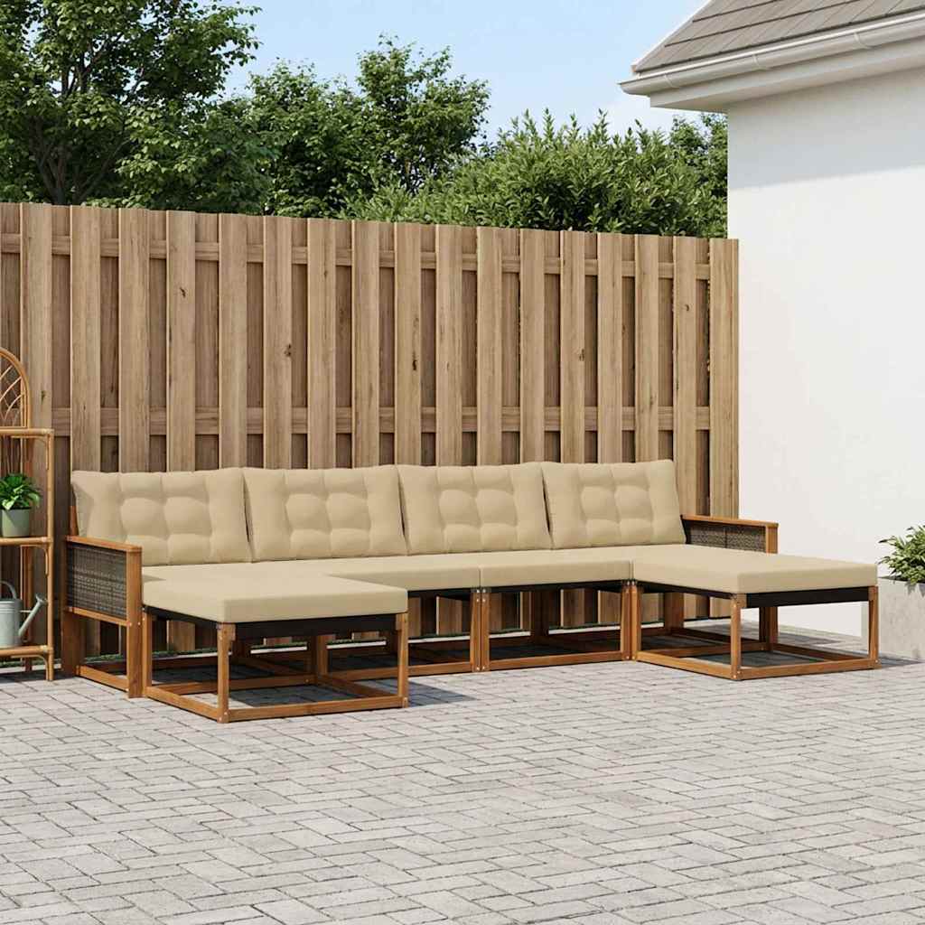 Buiten bankenset met kussen 6 pcs Natuurlijk en Beige – afbeelding 1