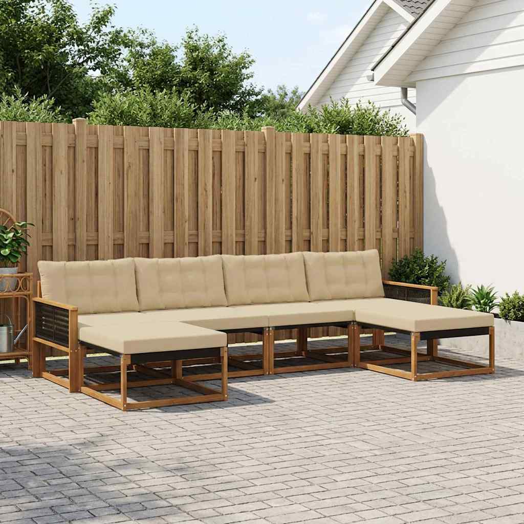 Buiten bankenset met kussen 6 pcs Natuurlijk en Beige – afbeelding 1