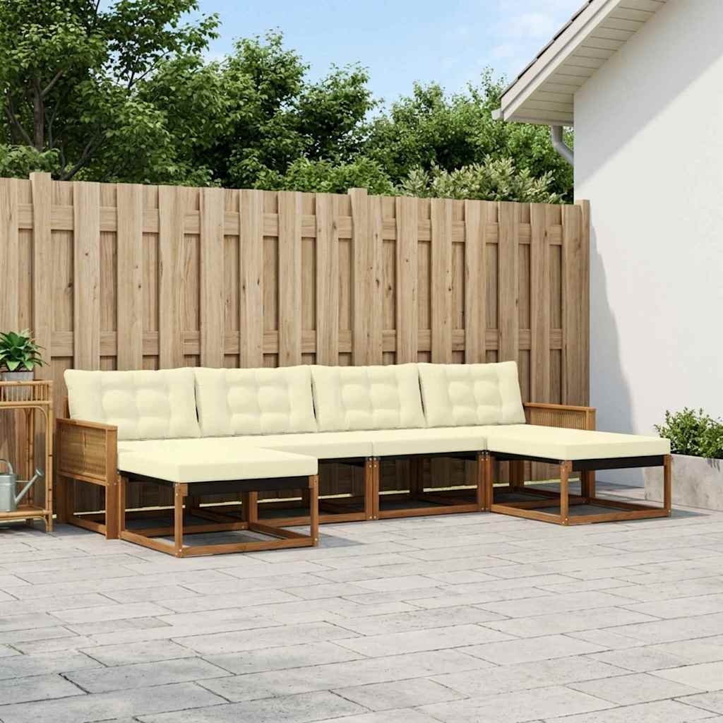 Buiten bankenset met kussen 6 pcs Natuurlijk en Crème