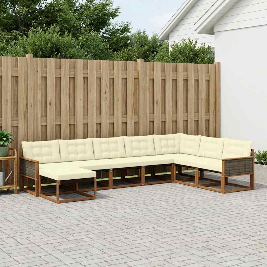 Buiten bankenset met kussen 8 pcs Natuurlijk en Crème