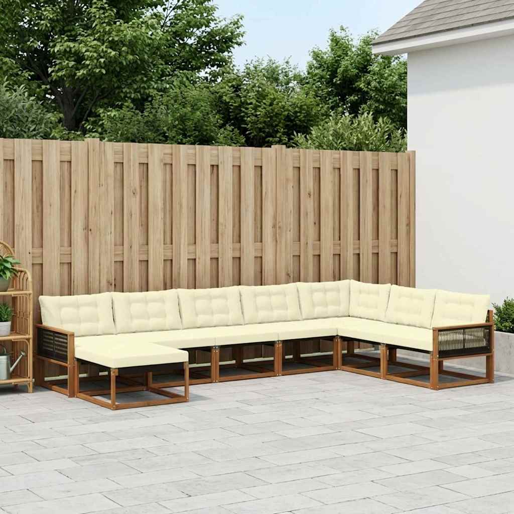 Buiten bankenset met kussen 8 pcs Natuurlijk en Crème