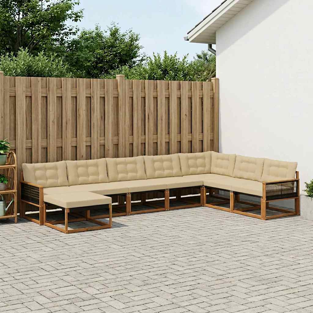 Buiten bankenset met kussen 8 pcs Natuurlijk en Beige – afbeelding 1